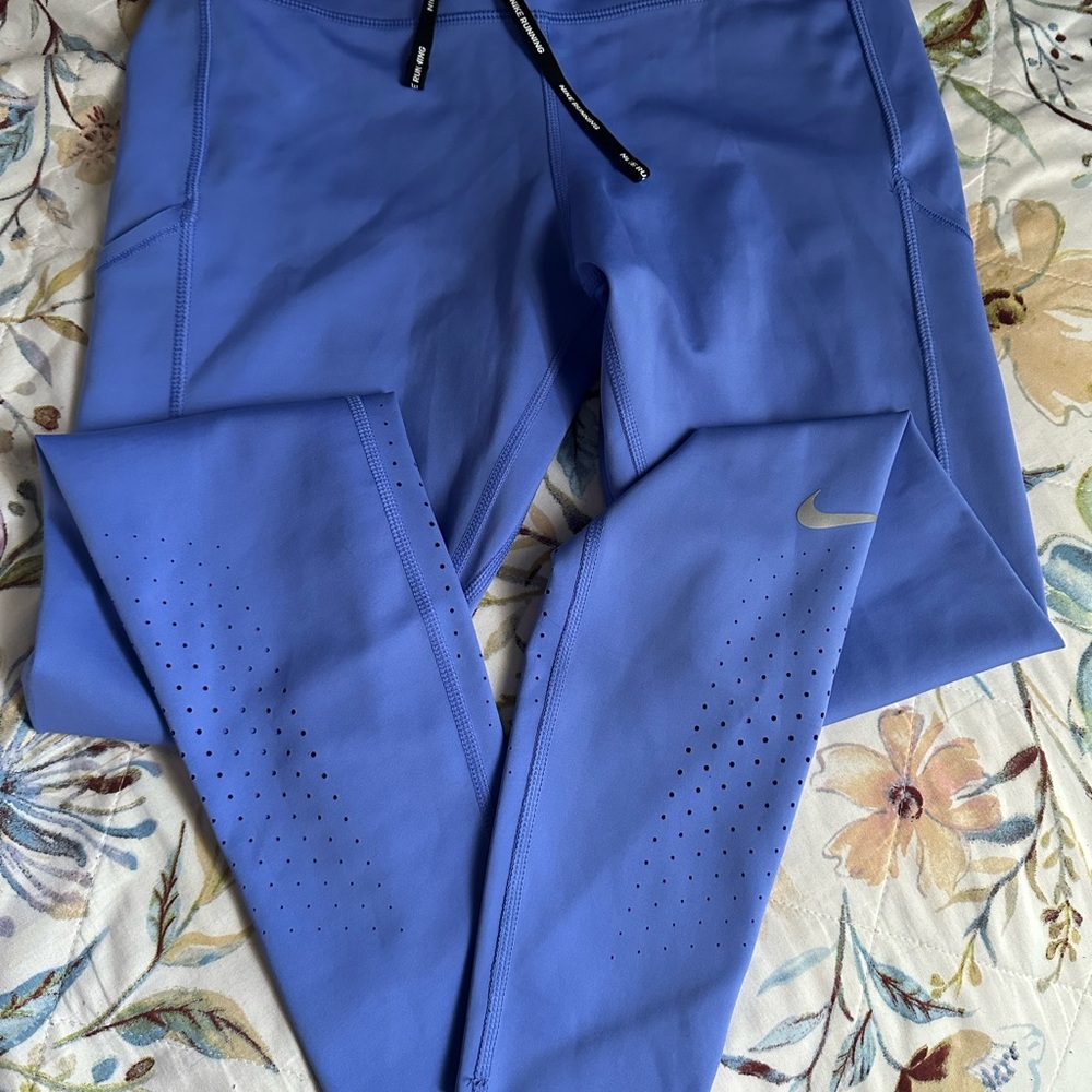 Nike Blue Leggings with Perforated Design